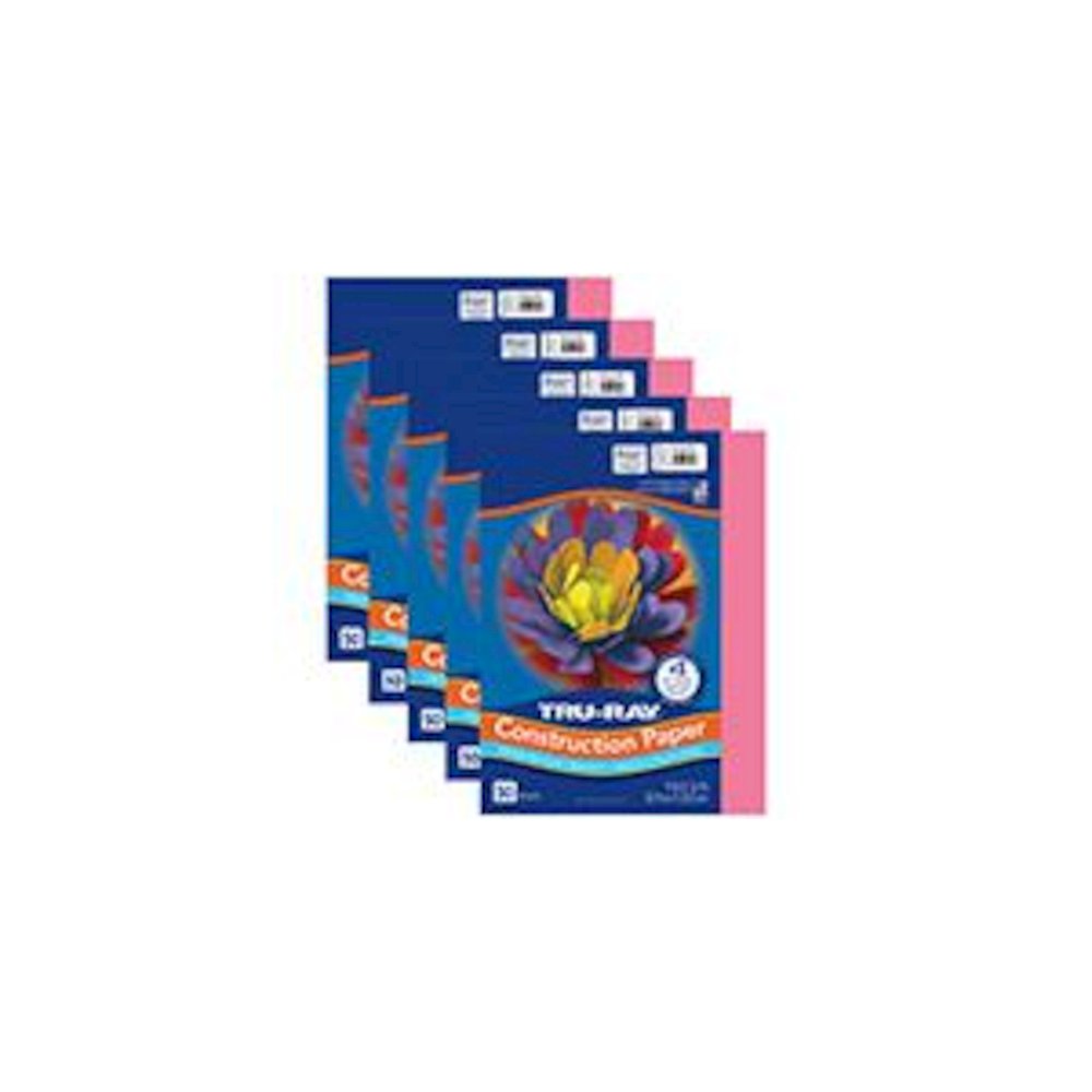 Construction Paper, Shocking Pink, 9" x 12", 50 Sheets Per Pack, 5 Packs. Picture 1