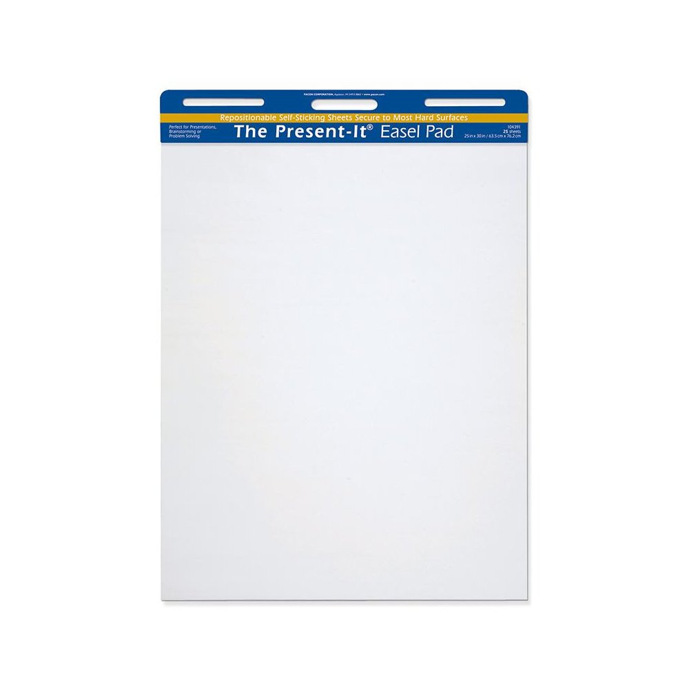 Easel Pad, Self-Adhesive, White, Unruled 25" x 30", 25 Sheets, Pack of 2. Picture 1