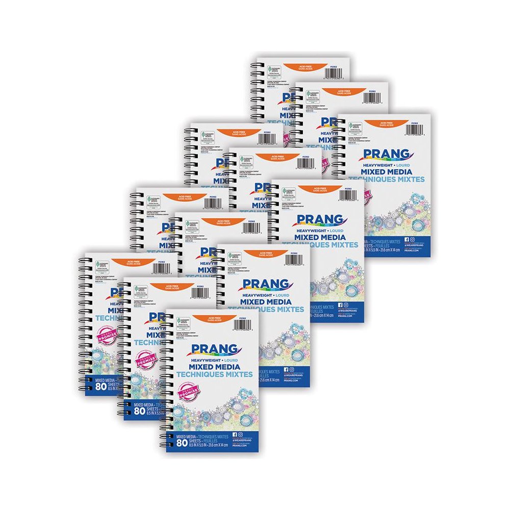 Mixed Media Journal, Heavyweight, 8-1/2" x 5-1/2", 80 Sheets, Pack of 12. Picture 1
