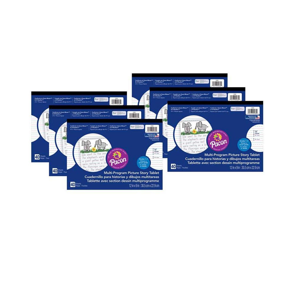 Multi-Program Handwriting Tablet, D'Nealian/Zaner-Bloser, 40 Sheets, Pack of 6. Picture 1