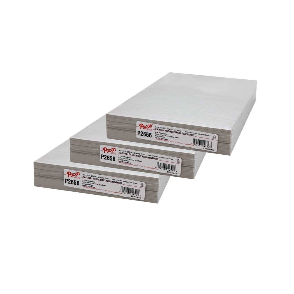 Newsprint Handwriting Paper, Picture Story, 500 Sheets Per Pack, 3 Packs. Picture 1