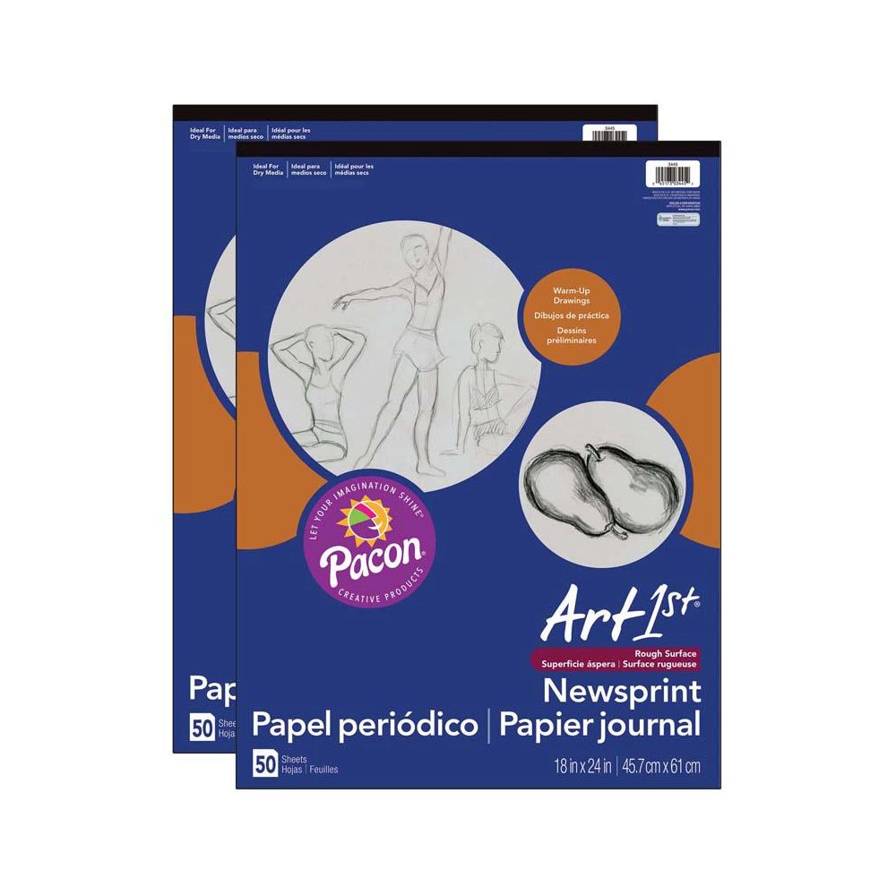 Newsprint Pad, White, 18" x 24", 50 Sheets, Pack of 2. Picture 1
