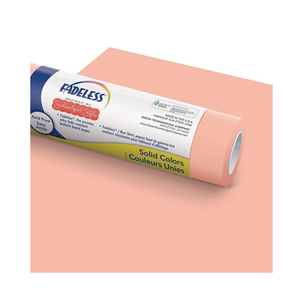 Schoolgirl Style Bulletin Board Paper, 48" x 50' Roll, Coral Sugar. Picture 1
