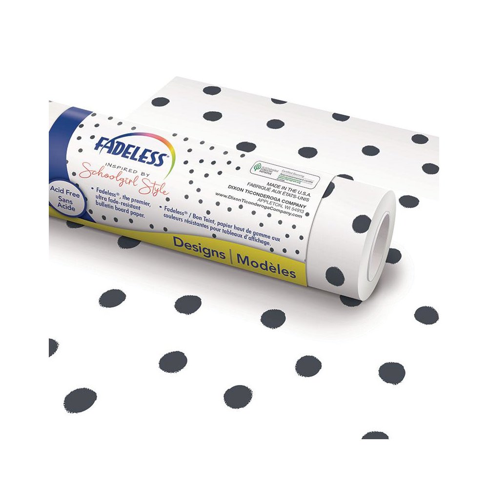 Schoolgirl Style Bulletin Board Paper, 48" x 50' Roll, BFF Painted Dots. Picture 1