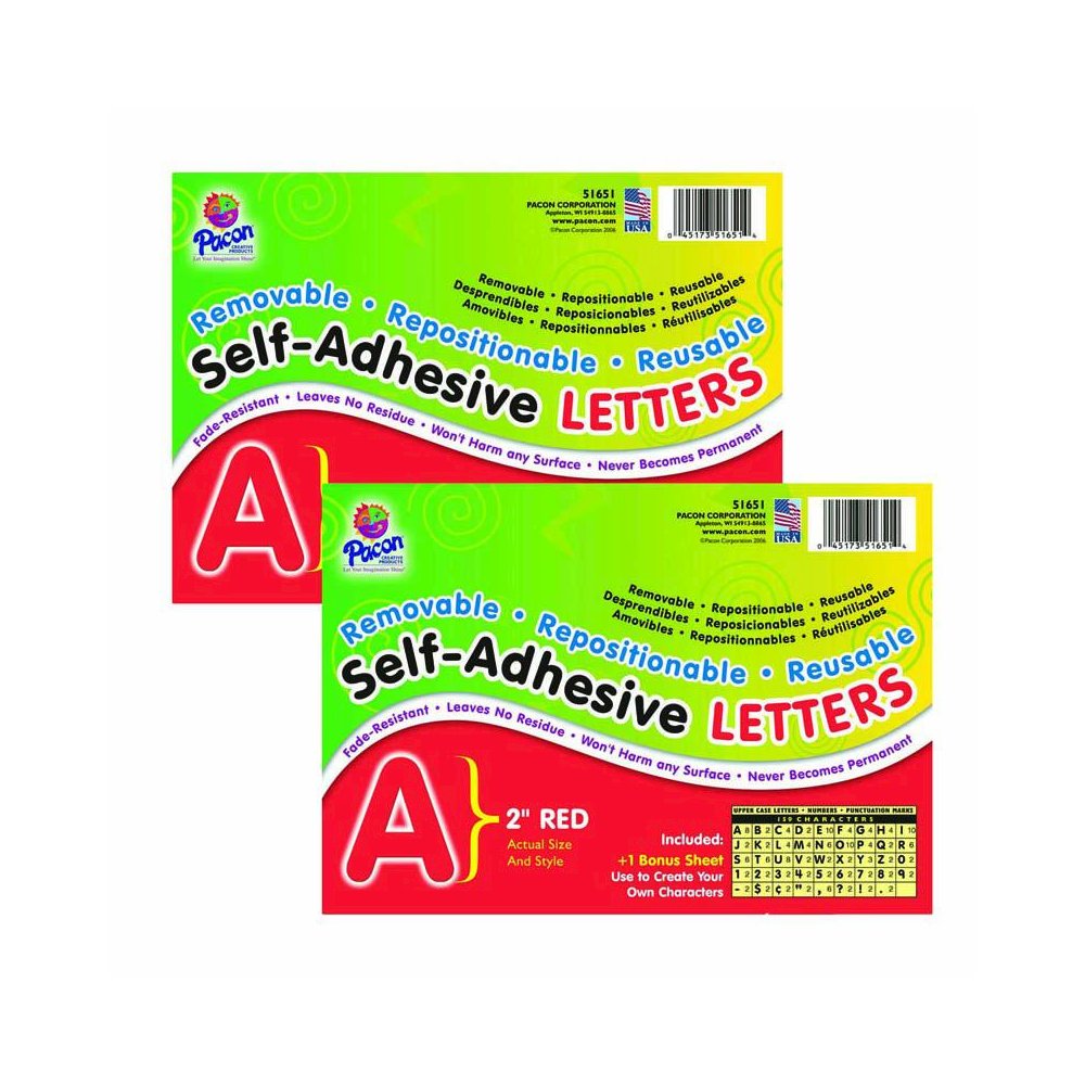 Self-Adhesive Letters, Red, Puffy Font, 2", 159 Characters Per Pack, 2 Packs. Picture 1
