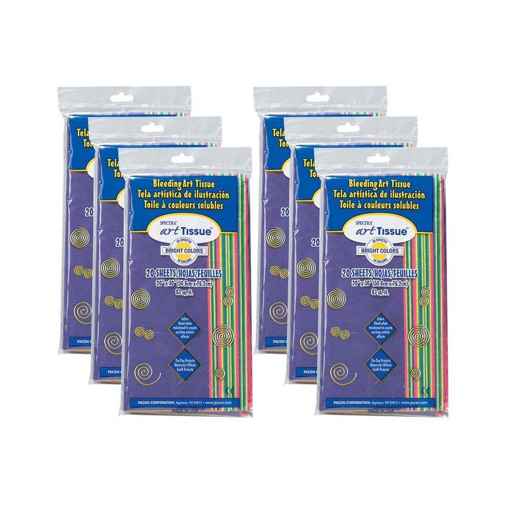 Deluxe Bleeding Art Tissue, 10 Color Assortment 20 Sheets Per Pack, 6 Packs. Picture 1