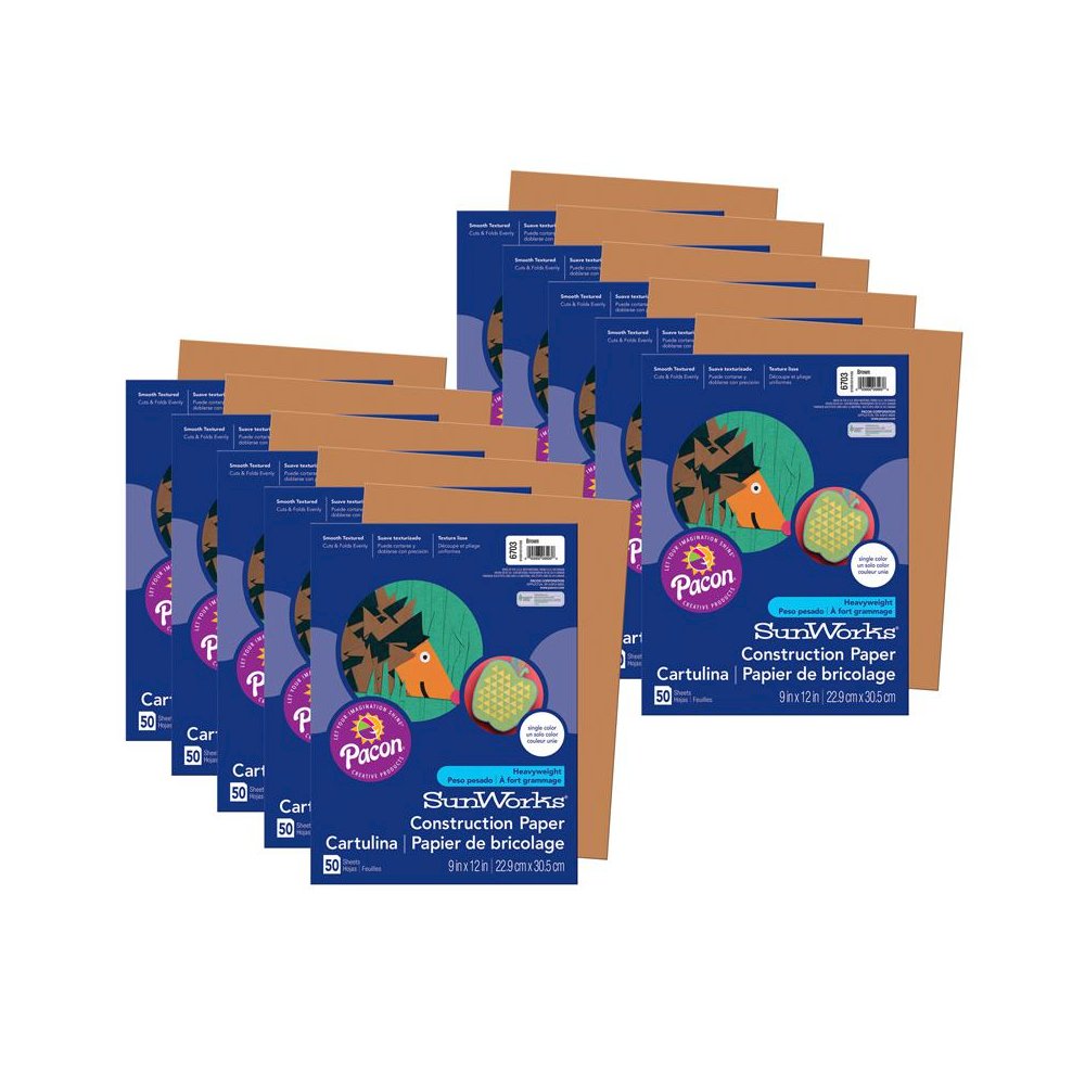 Construction Paper, Brown, 9" x 12", 50 Sheets Per Pack, 10 Packs. Picture 1