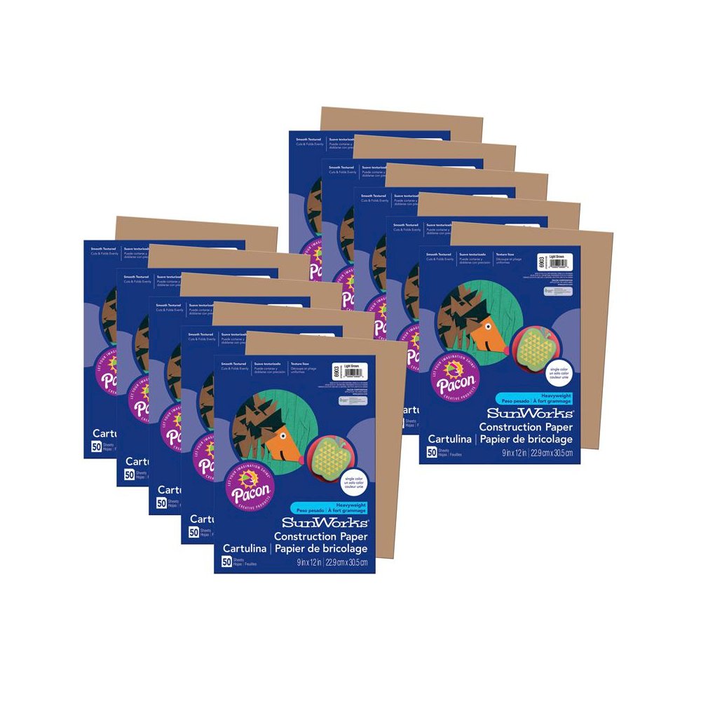 Construction Paper, Light Brown, 9" x 12", 50 Sheets Per Pack, 10 Packs. Picture 1