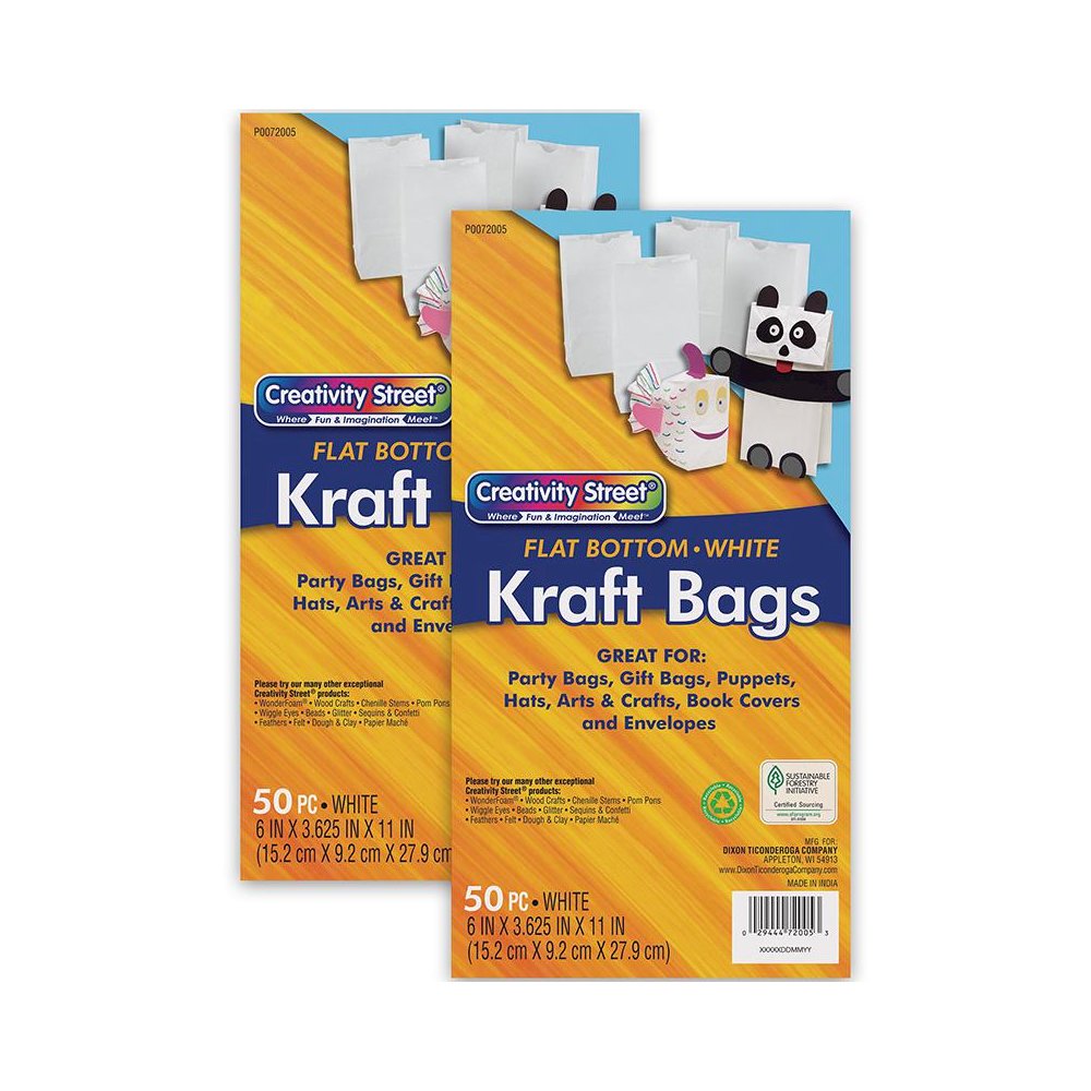 Kraft Bag, White, 6" x 3-5/8" x 11", 50 Per Pack, 2 Packs. Picture 1