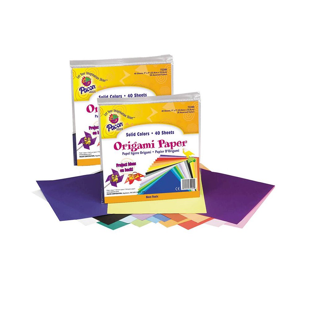 Origami Paper, Assorted Colors, 9" x 9", 40 Sheets Per pack, 2 Packs. Picture 1