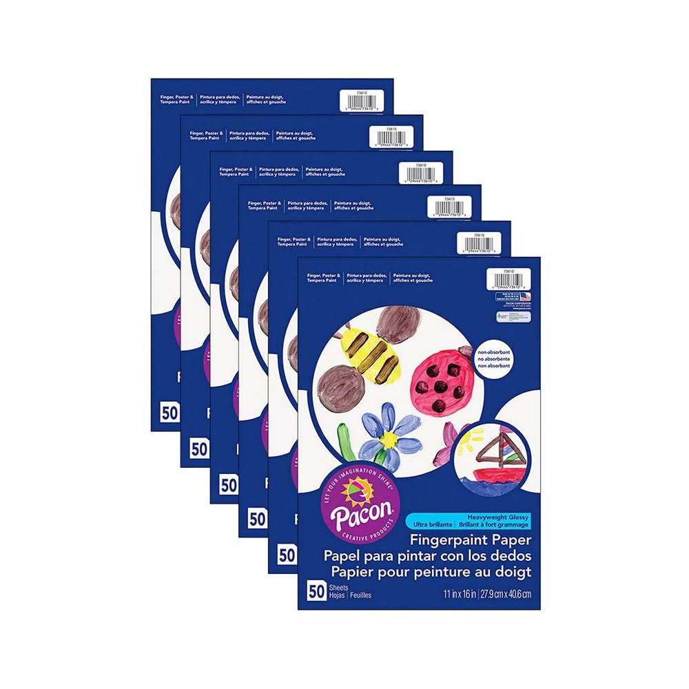 Fingerpaint Paper, White, 11" x 16", 50 Sheets Per Pack, 6 Packs. Picture 1