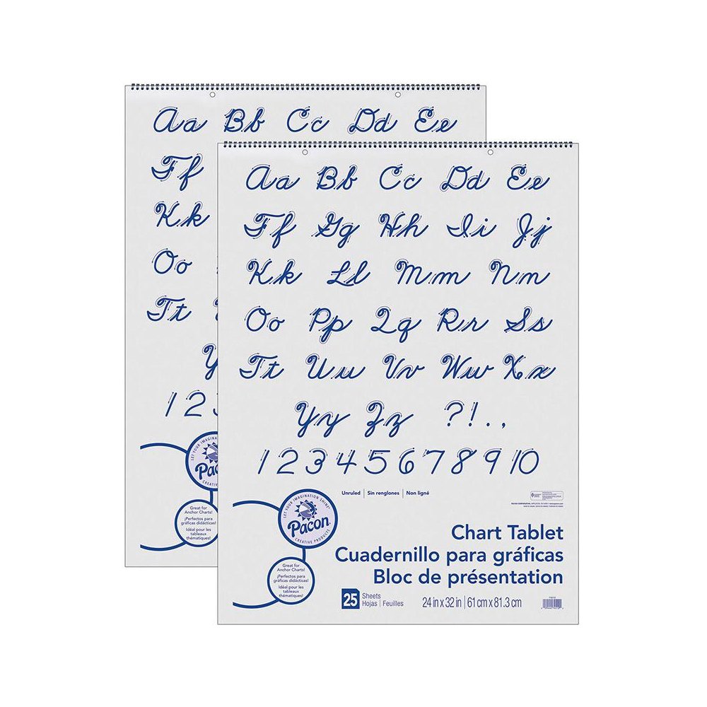 Chart Tablet, Cursive Cover, Unruled 24" x 32", 25 Sheets, 2 Tablets. Picture 1