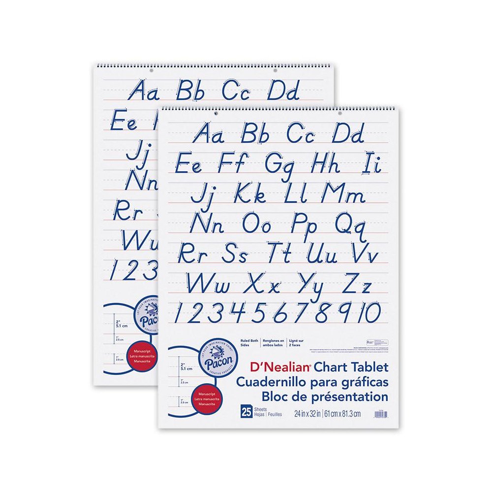 D'Nealian Chart Tablet, Manuscript Cover, 25 Sheets, Pack of 2. Picture 1