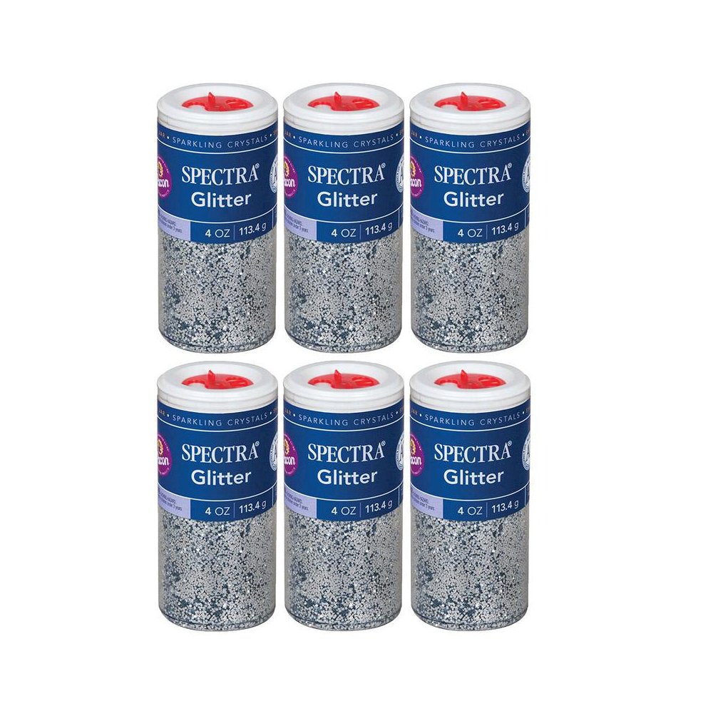Glitter, Silver, 4 oz. Per Jar, 6 Jars. Picture 1