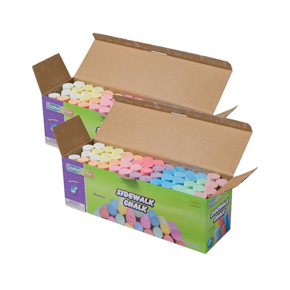 Sidewalk Chalk, Assorted Colors, 4", 52 Pieces Per Pack, 2 Packs. Picture 1