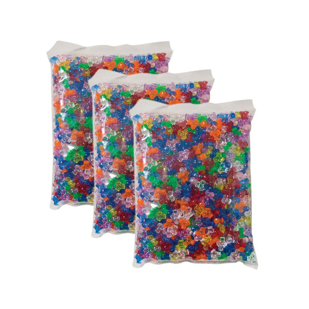 Tri-Beads, Assorted Colors, 3/8", 1000 Pieces Per Pack, 3 Packs. Picture 1