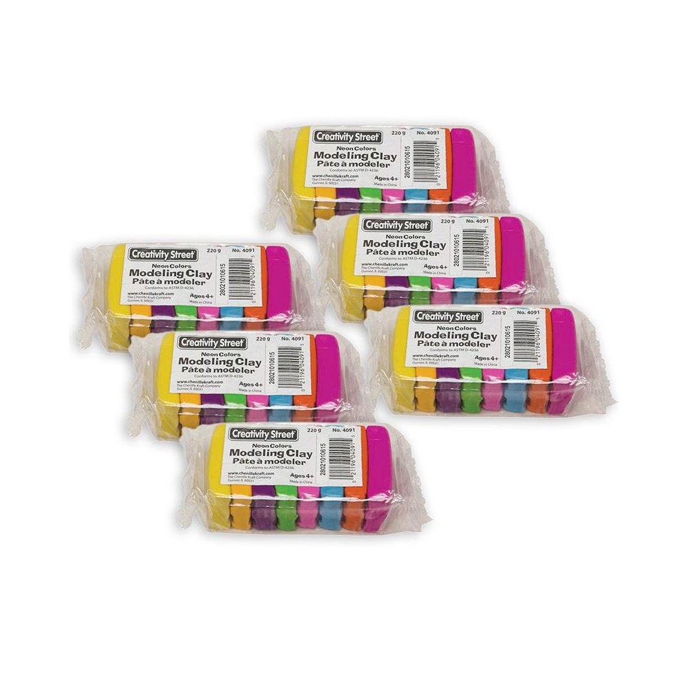 Modeling Clay, 8 Neon Color Assortment, 8 Sticks/220 grams Per Pack, 6 Packs. Picture 1