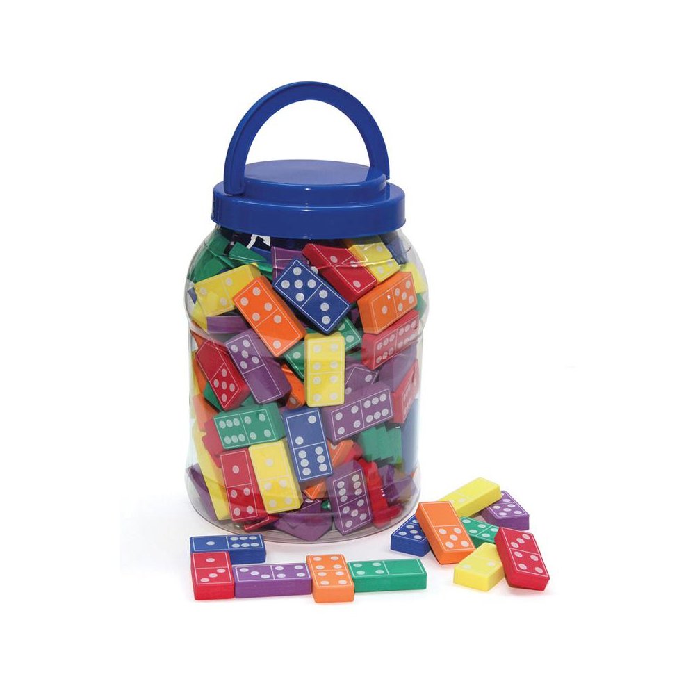 Dominoes, Assorted Colors, 1-3/4" Wide x 3/8" Thick, 168 Pieces. Picture 1