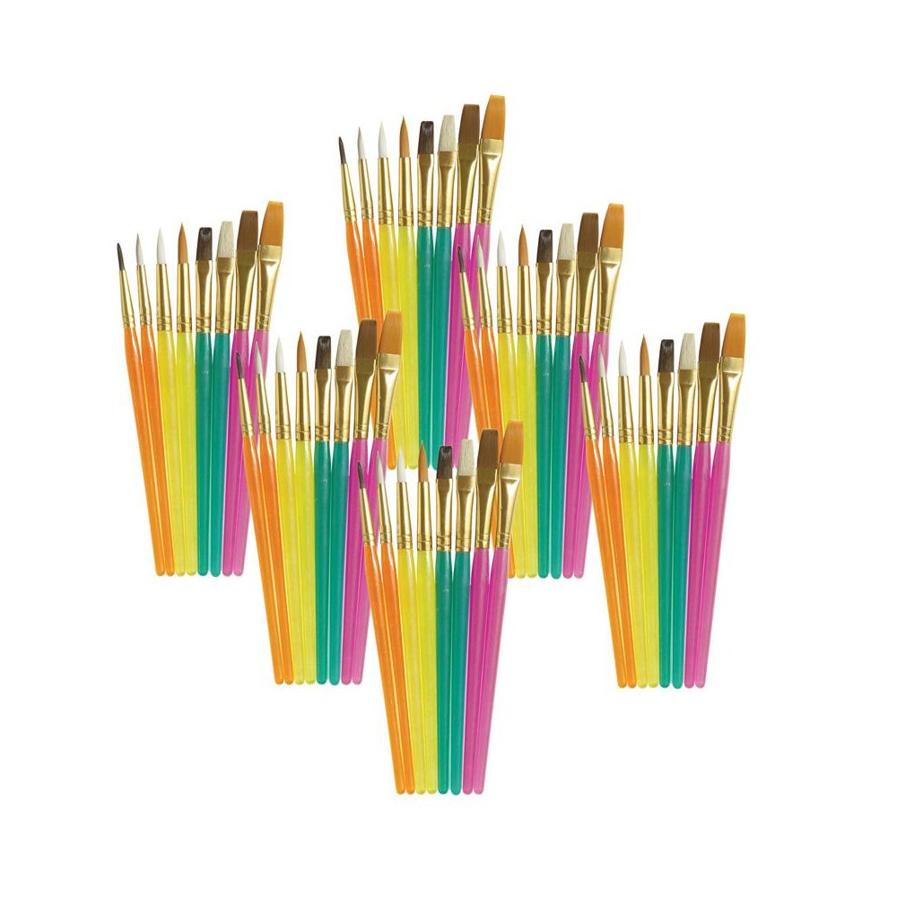 Acrylic Paint Brush Assortment, Assorted Colors & Sizes, 8 Per Pack, 6 Packs. Picture 1