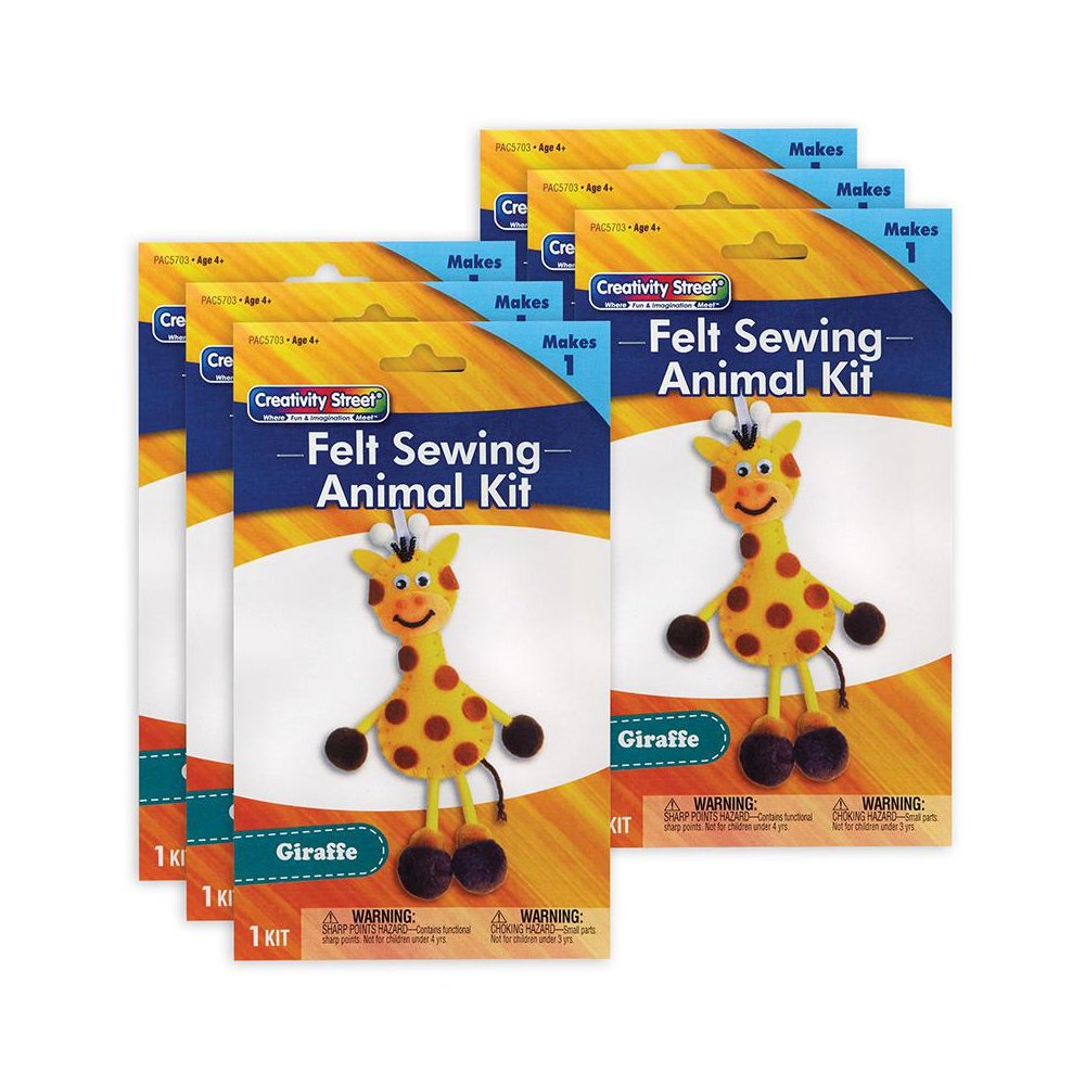 Felt Sewing Animal Kit, Giraffe, 6" x 11" x 0.75", 6 Kits. Picture 1