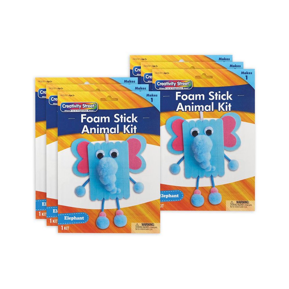 Foam Stick Animal Kit, Elephant, 7.75" x 11" x 1.25", 6 Kits. Picture 1