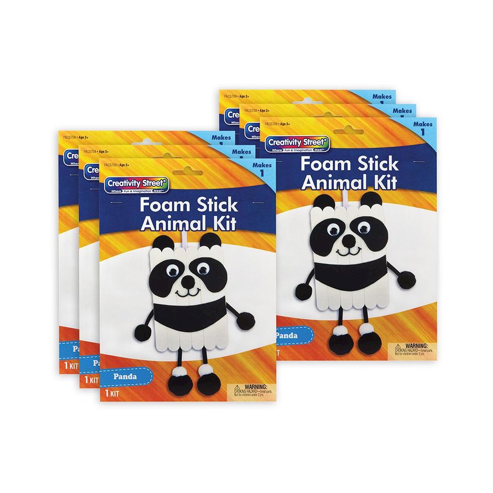 Foam Stick Animal Kit, Panda, 7" x 11.25" x 1", 6 Kits. Picture 1