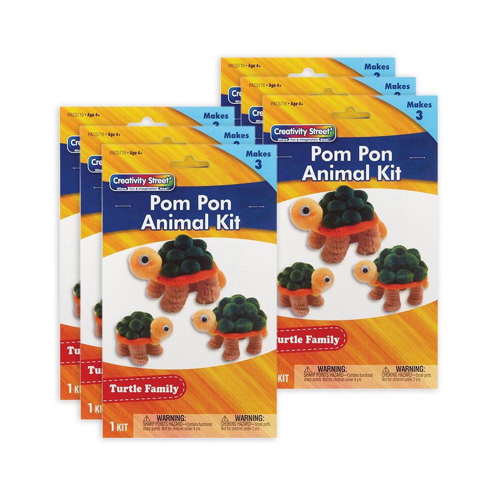Pom Pon Animal Kit, Turtle Family, Assorted Sizes, 3 Turtles Per Kit, 6 Kits. Picture 1