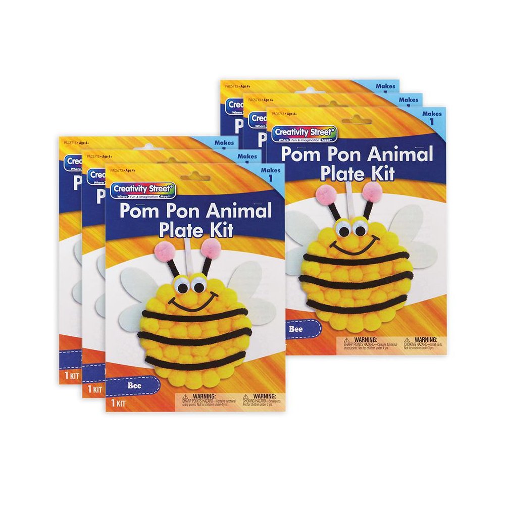 Pom Pon Animal Plate Kit, Bee, 9" x 8.5" x 1", 6 Kits. Picture 1
