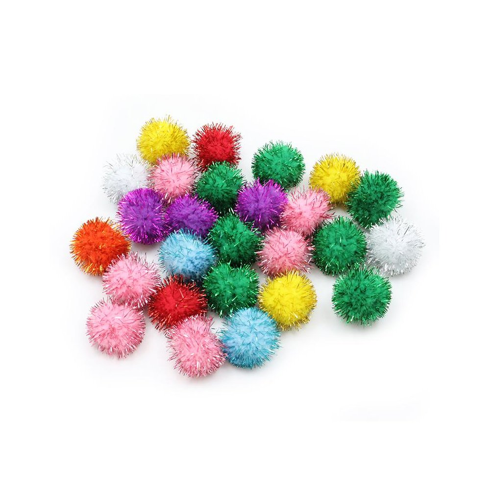 33MM GLITTER POMS ASSORTMENT 40 PCS. Picture 1
