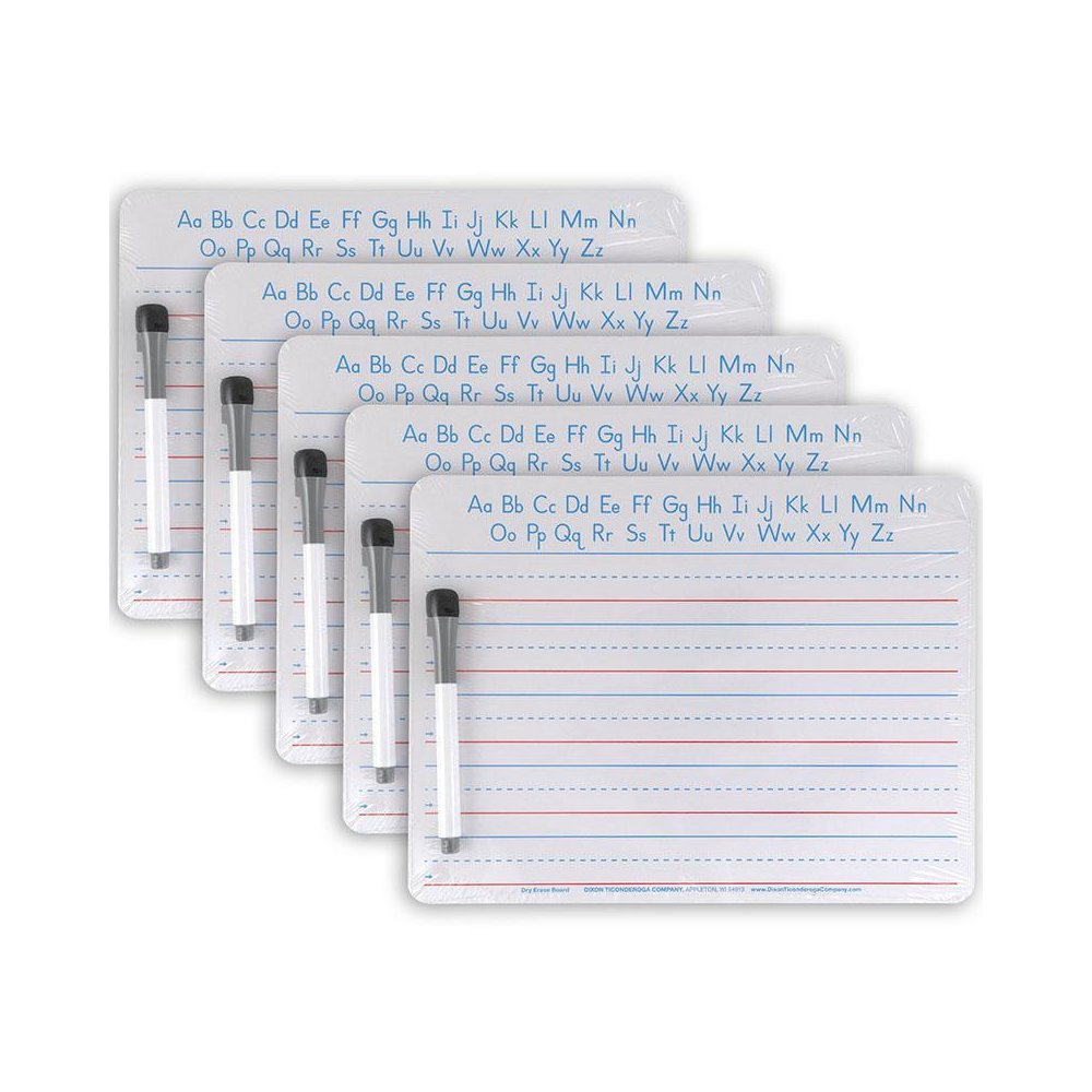 Handwriting Whiteboard Dry Erase Set, 2-Sided, Ruled/Plain, 5 Sets. Picture 1