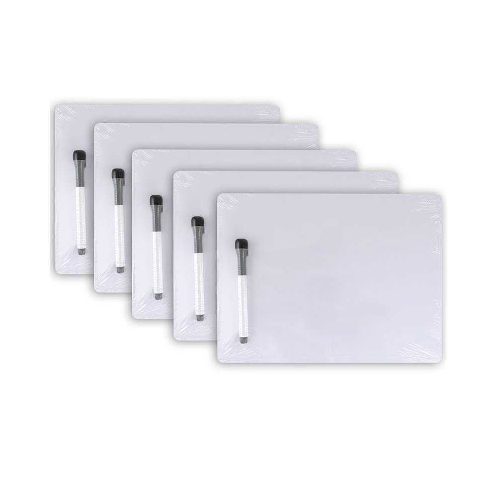 Dry Erase Whiteboard, 1-Sided, Plain, with Marker/Eraser, 9" x 12", 5 Sets. Picture 1