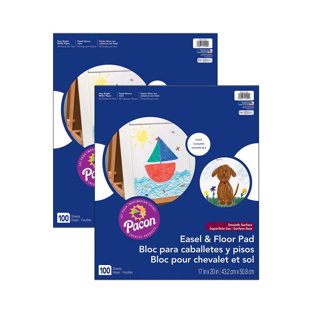 Easel Pad, 17" x 20", White, 2 Per Pack, 2 Packs. Picture 1