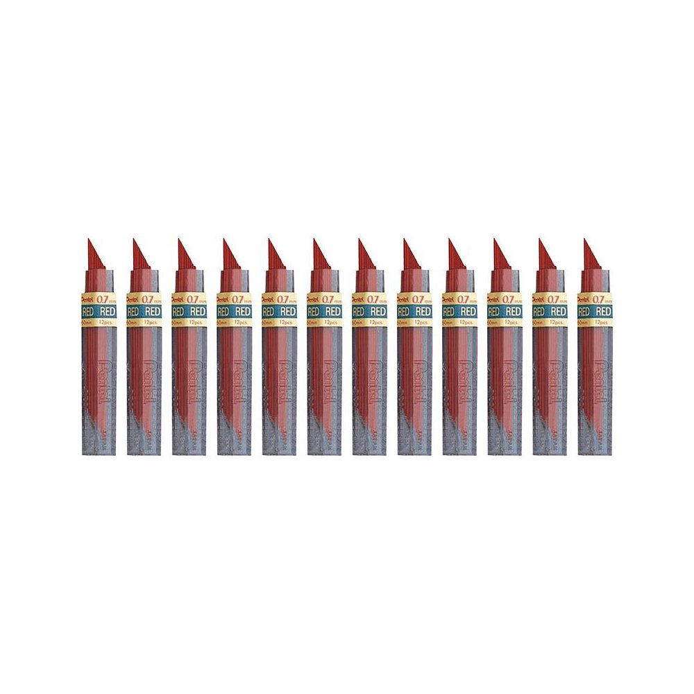 HB Super Hi-Polymer Leads, 0.7mm, Red, 12 Per Tube, 12 Tubes. Picture 1
