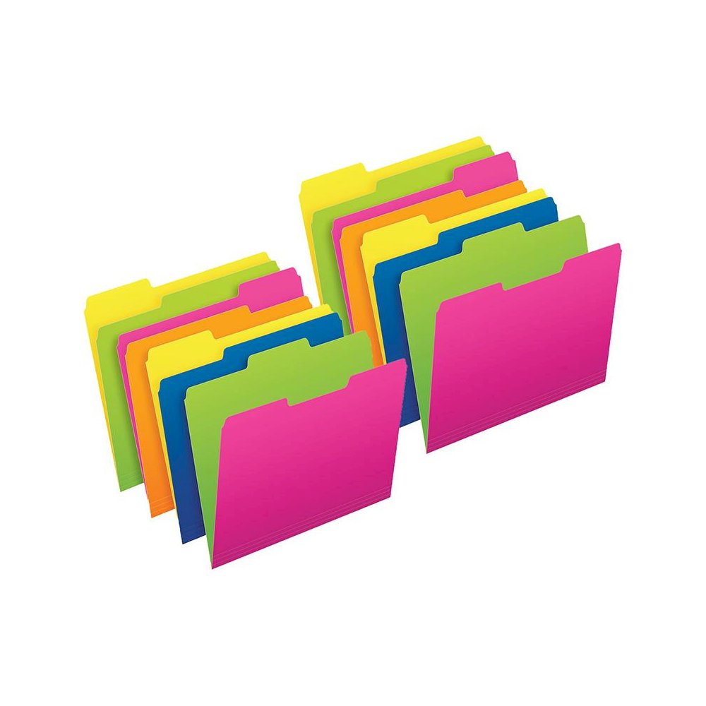 Twisted Glow File Folders, Letter Size, 1/3 Cut, 12 Per Pack, 2 Packs. Picture 1