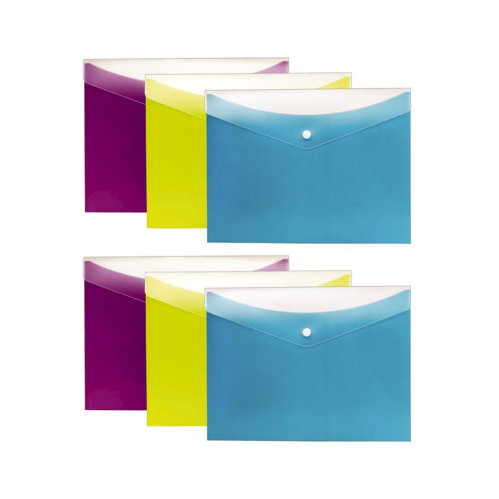 Dual Pocket Snap Poly Envelope, Letter Size, 3 Per Pack, 2 Packs. Picture 1