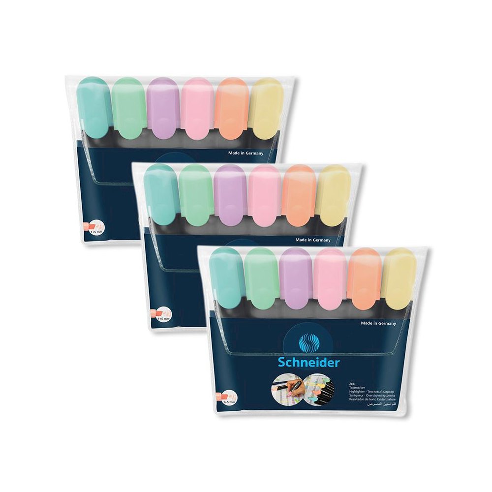 Job Highlighters, Chisel Tip, Pastel, 6 Per Pack, 3 Packs. Picture 1