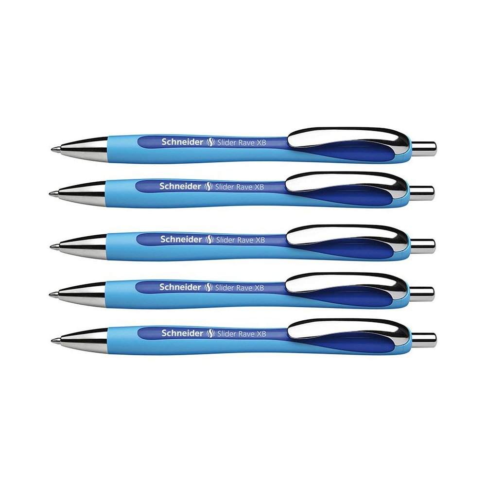 Rave Retractable Ballpoint Pen, ViscoGlide Ink, 1.4 mm, Blue, Pack of 5. Picture 1
