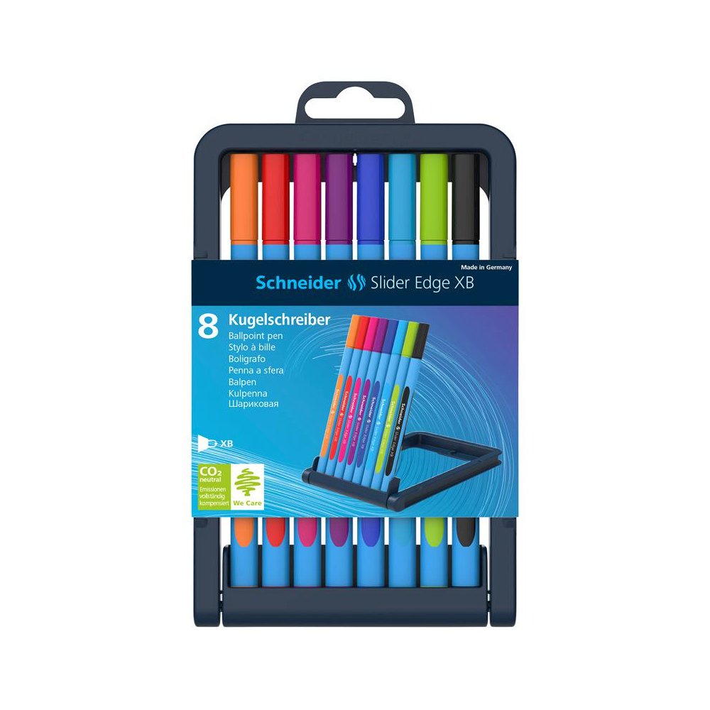 Slider Edge XB Ballpoint Pen, 1.4 mm, 8 Assorted Ink Colors in Case Stand. Picture 1