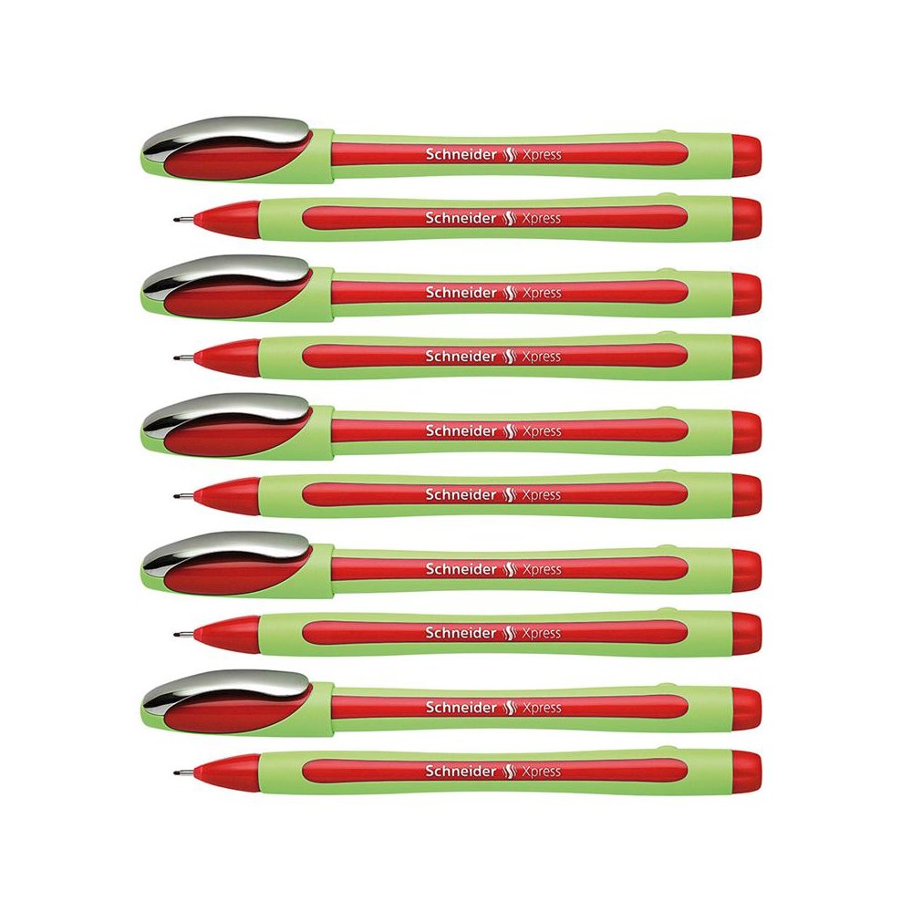 Xpress Fineliner Pen, Fiber Tip, 0.8 mm, Red, Pack of 10. Picture 1