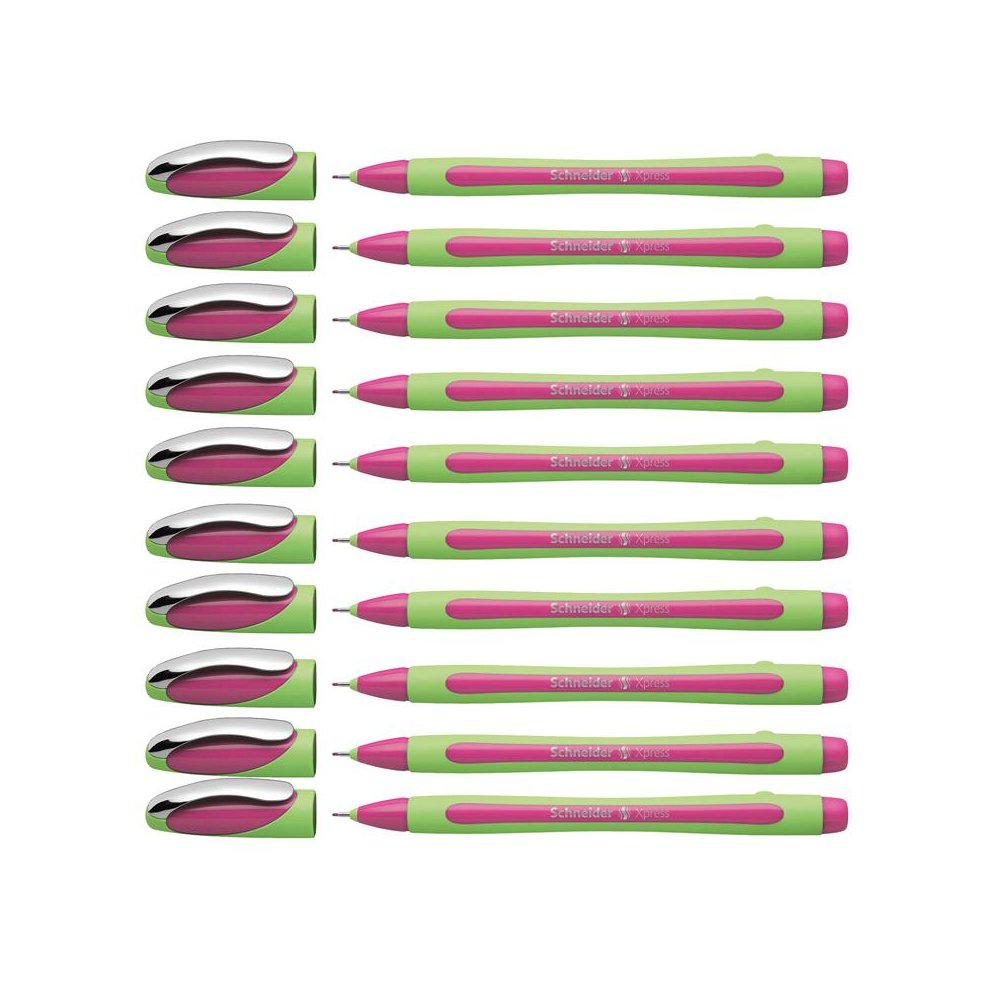 Xpress Fineliner Pen, Fiber Tip, 0.8 mm, Pink, Pack of 10. Picture 1