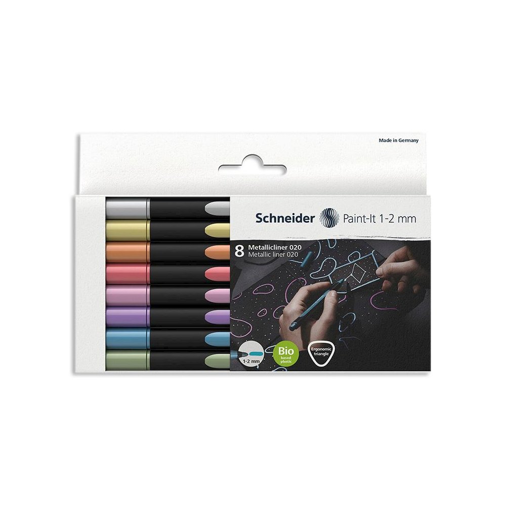 Paint-It 020 Metallic Liners, 1-2 mm Tip, Wallet, 8 Assorted Ink Colors. Picture 1
