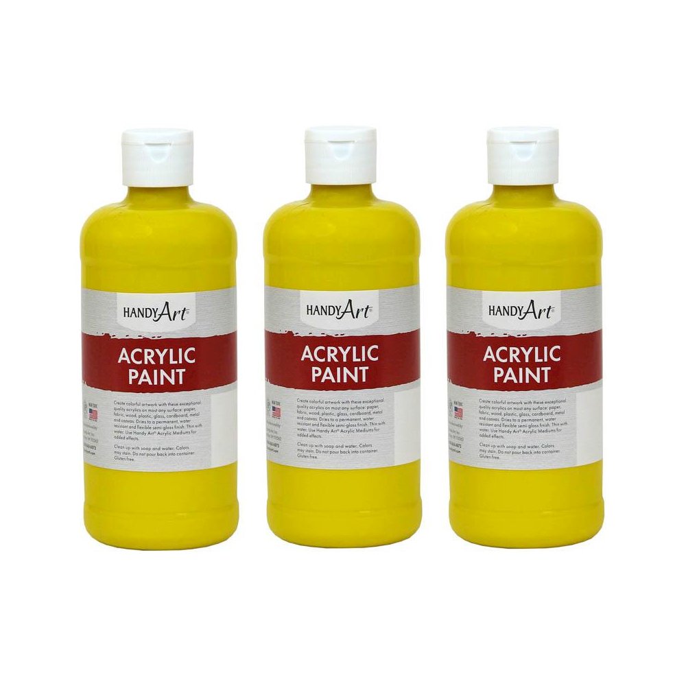 Acrylic Paint 16 oz, Chrome Yellow, Pack of 3. Picture 1