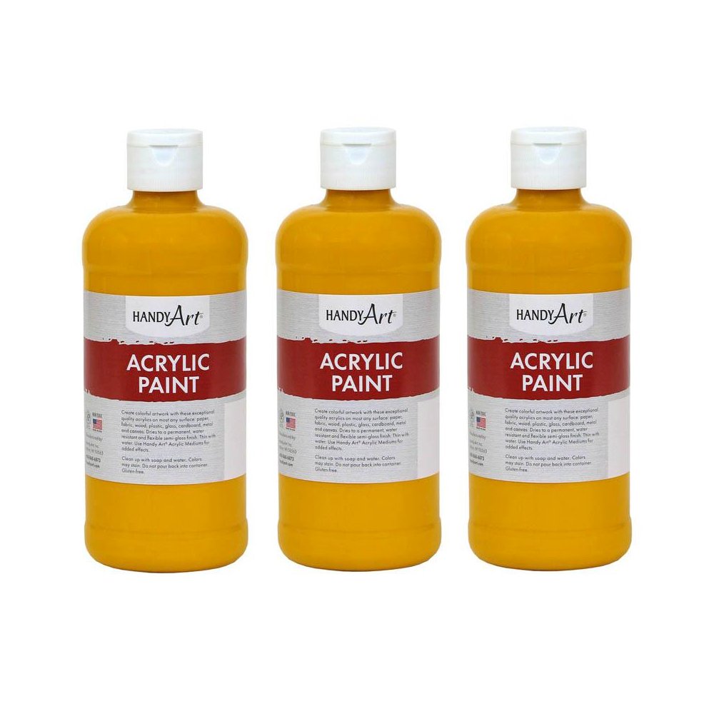 Acrylic Paint 16 oz, Deep Yellow, Pack of 3. Picture 1