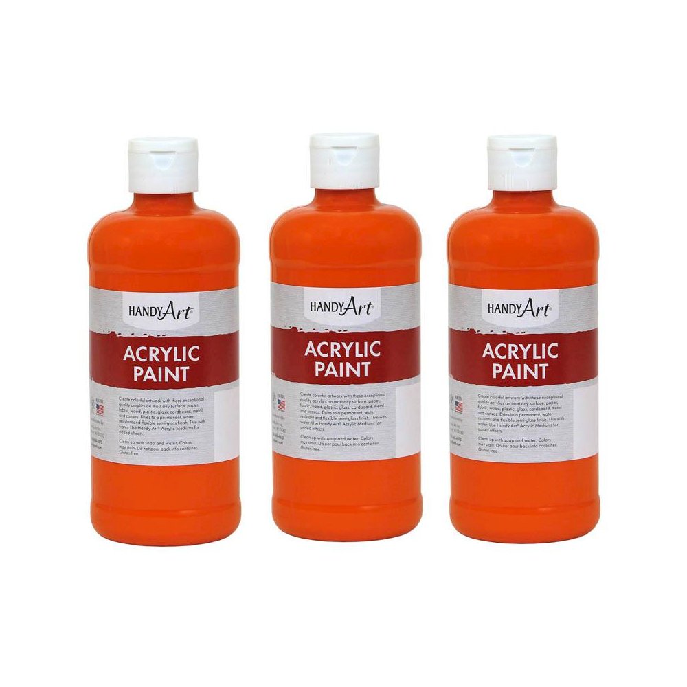 Acrylic Paint 16 oz, Chrome Orange, Pack of 3. Picture 1