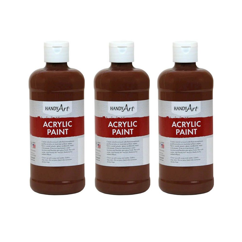 Acrylic Paint 16 oz, Burnt Sienna, Pack of 3. Picture 1