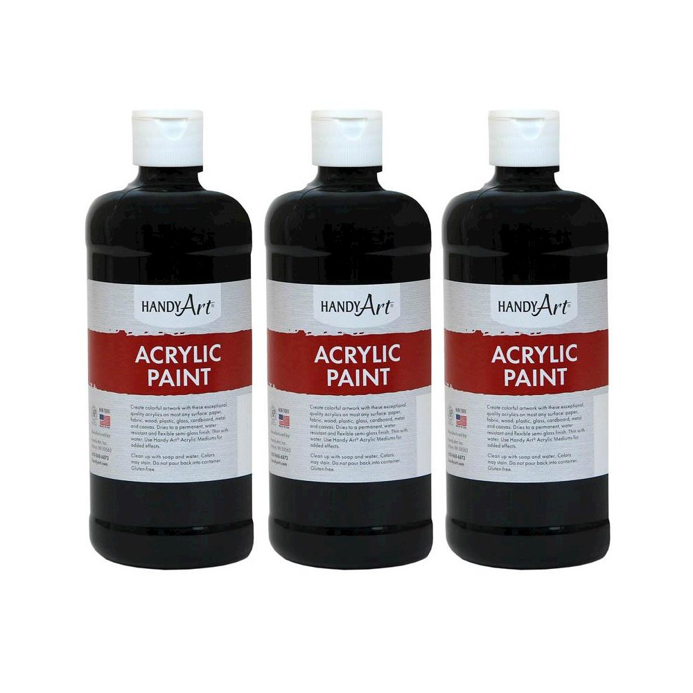 Acrylic Paint 16 oz, Mars Black, Pack of 3. Picture 1