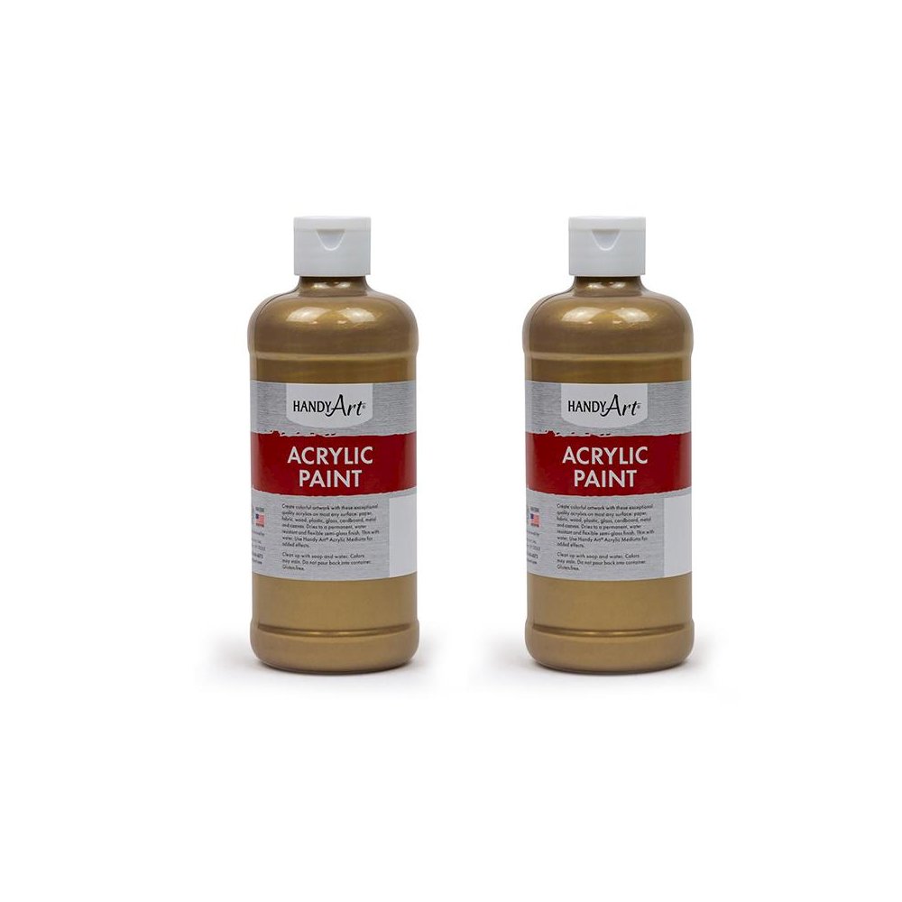 Metallic Acrylic Paint 16 oz., Gold, Pack of 2. Picture 1