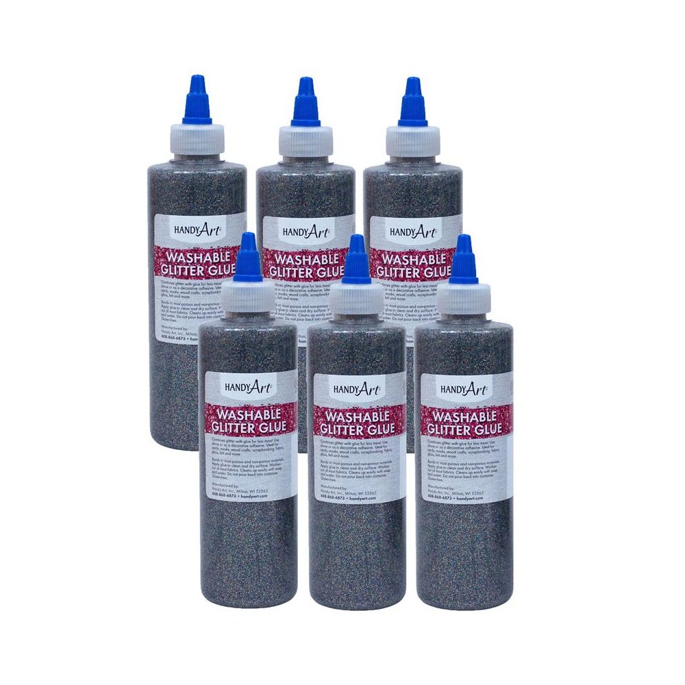 Washable Glitter Glue, 8 oz., Multi-Color, Pack of 6. Picture 1