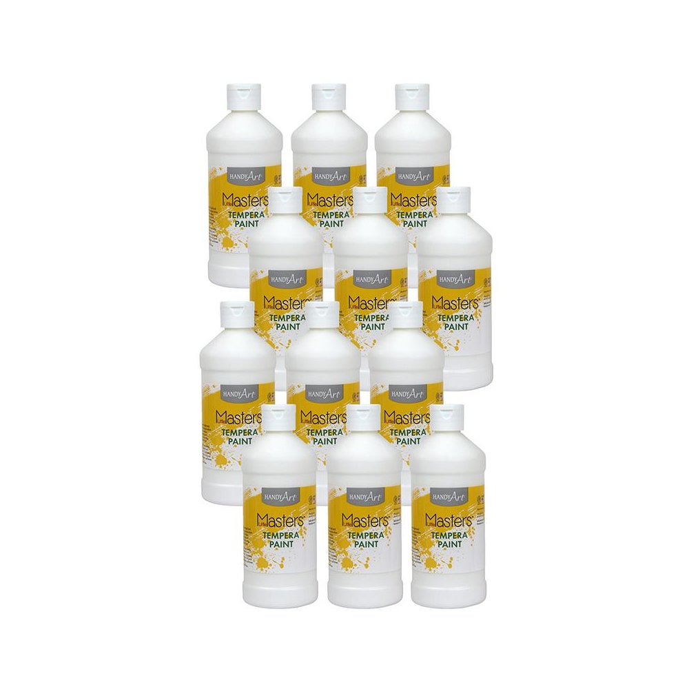 Little Masters Tempera Paint, White, 16 oz., Pack of 12. Picture 1