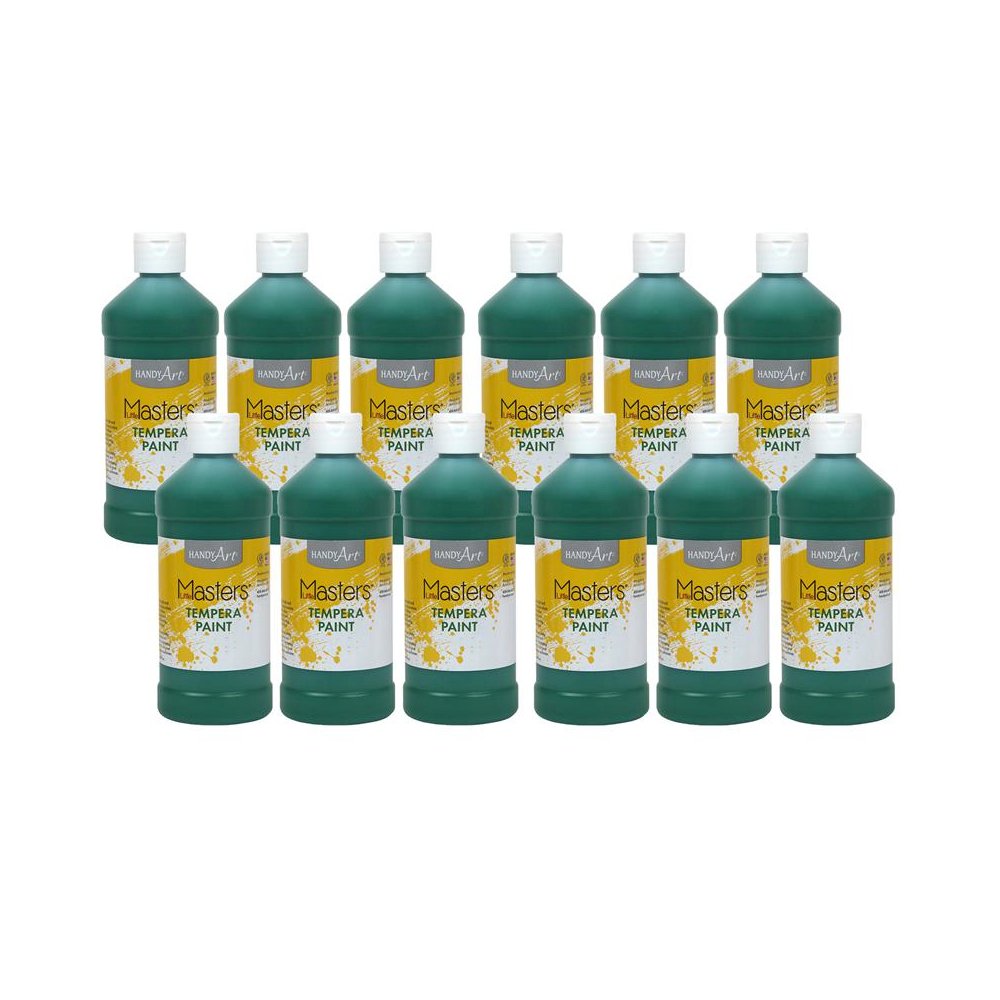 Little Masters Tempera Paint, Green, 16 oz., Pack of 12. Picture 1